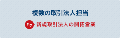 複数の取引法人担当（トライ：新規取引法人の開拓営業）